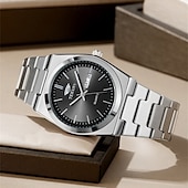 baratos Relógios Quartz-Um relógio masculino moderno e original com pulseira de liga de estilo empresarial, com classificação de resistência à água ipx7, data luminosa e visor de dia, caixa de relógio esportivo de quartzo