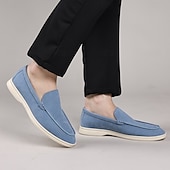 voordelige Hereninstappers &amp; loafers-Lichtblauwe instappers voor heren – ademende platte schoenen van imitatiesuède met gedempte zool voor lente-outfits, dagelijkse woon-werkverkeer en ontspannen stadswandelingen