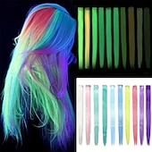 economico Clip nelle estensioni-10 pezzi di extension per capelli che si illuminano al buio, clip in, extension per capelli sintetiche con clip, extension per capelli che si illuminano al buio, accessori per capelli che si