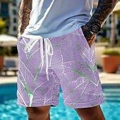 billiga 3d sweatshorts för män-Herr Palmblad Tropiska växter Våffelshorts Svett shorts Casual shorts Medium Midja Mode Casual Semester Joggning Träningspass Elastisk dragsko i midjan Shorts med fickor Designer Kläder