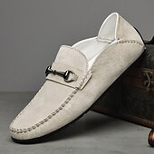 abordables Chaussures sans lacets &amp; mocassins-Mocassins en daim beige pour hommes avec boucle, légers et flexibles, parfaits pour une tenue de bureau décontractée, des soirées sociales et des journées de détente