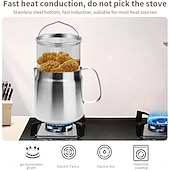 baratos Utensílios de Cozinha-Panela de óleo de aço inoxidável 304 de 1,5 l/2 l com filtro, recipiente de gordura essencial para fritura profunda, filtro de óleo versátil de grande capacidade e multifuncional para fritar, ferver e