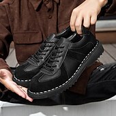 abordables Occasionnel-Homme Derby Marche ancien Affaires Occasionnel Quotidien Daim Cuir fendu Confortable Antidérapant À lacets Gris&amp;Blanc Noir Printemps