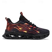 billige Sneakers til herrer-Røde løpesko for menn med flammedetaljer, overdel i høy ytelse og støtdempende såle, perfekt for trening, sportsbegivenheter og en aktiv livsstil