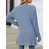abordables Cardigans et vêtements d&#039;extérieur-Femmes Pull Cardigan Élégant Mode Streetwear Couleur Unie Ouvert devant Avec Poches Tricoté manche longue Hauts Réguliers Tricoter Extérieur Quotidien Week-end Rose Claire Bleu Automne Hiver