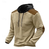baratos hoodies básicos dos homens-Homens Moletons Waffle Moletom com capuz Preto Verde Cáqui Cinzento Com Capuz Bloco de cor Patchwork Trabalho Desportos e Ar livre Casual Básico Casual Treino Outono Inverno Roupa Moletons Moletons