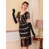 levne Šaty-Retro Řvoucí 20s 20. léta 20. století Bubenové šaty Šaty Úbory Velký Gatsby Svatební host Flitry Třásně Maškarní kostým Dámské Vánoce předvečer Všech svatých Karneval Párty a večer Svatební hostina