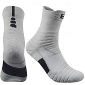 abordables Calcetines deportivos-1 par de calcetines de senderismo para hombre, deportivos, transpirables, antiampollas, que absorben el sudor, acolchados, para exteriores, de un cuarto de tripulación, con parches de poliéster, negros, blancos y grises para correr