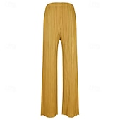 economico Pantaloni a gamba dritta-Per donna Chinos Pantaloncini Capri Elegante Vintage Moda Lunghezza alla caviglia Misura del girovita medio Semplice Pieghettato Comodo Elasticizzato blu acqua Avocado Nero Zenzero Estate Primavera