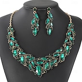 abordables Parures de Bijoux-un parure de bijoux de mariée 1 ensemble Zircon Strass 1 Collier Boucles d&#039;oreilles Femmes Mode Personnalisé Luxe Mignon Fantaisie Forme de Feuille irrégulier Parure de Bijoux Pour Mariage Soirée