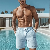 preiswerte 3D-Sweatshorts für Herren-Herren Strand Buchstabendruck Waffel-Shorts Sweat-Shorts Freizeitshorts Mittlere Taille Modisch lässig Urlaub Joggen Trainieren Elastischer Kordelzug in der Taille Shorts mit Taschen Designer