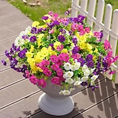 baratos Plantas Artificiais-Pacote com 8 flores artificiais de ipomeia, flores de plástico duráveis e resistentes ao desbotamento para decoração de primavera, Páscoa, Dia dos Namorados, Dia das Mães, decoração de jardim