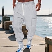 economico Pantaloni della tuta-Per uomo Pantaloni Cargo Joggers Pantaloni Pantaloni da Tuta Cargo Elastico in vita Coulisse Multi-tasche Semplice Indossabile All&#039;aperto Quotidiano Campeggio &amp; Escursionismo Moda Classico Nero Rosso