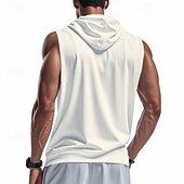 preiswerte Fitness Tank-Tops-Herren Tank Top Weste Unterhemd Ärmelloses Shirt Ärmellos Mit Kapuze Sommer Einfach Mode Designer Basic Klassisch Urlaub Straße Ausgehen Schwarz Weiß Blau Top T-Shirt für Herren