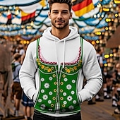preiswerte Kapuzenpullover-Oktoberfestbier Kapuzensweatshirt Druck Fronttasche Grafik Für Herren Erwachsene Karneval Oktoberfestbier 3D-Druck Urlaub Party