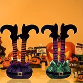 お買い得  ハロウィンの吊るし飾りとテーブルトップ装飾-ハロウィーンの逆さまのエルフの脚の卓上装飾、折り曲げられる不気味なシーンの小道具、お化け屋敷のホラーディスプレイの装飾