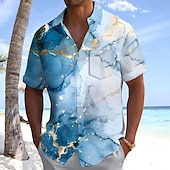 voordelige Geometrisch patroon-Voor heren Geometrisch Abstract Marmer Overhemd Zomer overhemd Overhemd met knopen Korte mouw Mode-casual Buiten Vakantie Dagelijks gebruik Zomer Lente Strijkijzer 3D-afdrukken shirts met kraag
