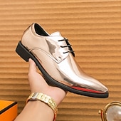 abordables Officiel-Chaussures à lacets en cuir verni vert pour hommes – chaussures habillées brillantes avec une finition polie, idéales pour les mariages et les soirées