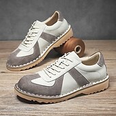 abordables Occasionnel-Homme Derby Marche ancien Affaires Occasionnel Quotidien Daim Cuir fendu Confortable Antidérapant À lacets Gris&amp;Blanc Noir Printemps