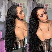baratos Perucas de seda frontais de cabelo natural-Peruca de cabelo humano remy brasileiro com renda suíça hd real, 5x5, fechamento hd, perucas de cabelo humano ultrafinas com renda frontal hd, com nós descoloridos e pré-arrancados para mulheres