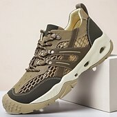 baratos Ténis para Homem-Tênis masculino cáqui para caminhada ao ar livre - tênis de corrida de trilha duráveis com malha respirável e sola antiderrapante para acampamentos, caminhadas e aventuras diárias ao ar livre