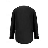 preiswerte Urlaub-Herren Hemd Leinenhemd Popover-Hemd Freizeithemd Baumwollhemd Einfach Urlaub Hawaiianisch Schwarz Weiß Braun Grün Langarm V Ausschnitt Frühling Herbst Bekleidung