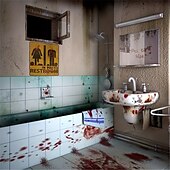 halpa Halloween-1 kpl halloweeniin liittyviä kauhutarroja, wc-oven tarroja, baarin kummitustalon salainen huone, paeta, tappokoristelun rekvisiittatarvikkeita