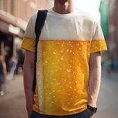 preiswerte 3D-T-Shirts-Oktoberfest Herren Bier T Shirt Kurzarm T-Shirt 3D-Druck Rundhalsausschnitt Hemd Übertrieben Designer Party Straße Lässig Weiß 1 Gelb Weiß 2 Sommer Frühling Bekleidung S M L XL XXL XXXL
