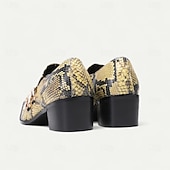 abordables Mocassins en cuir de qualité supérieure-Chaussures habillées en cuir imprimé peau de serpent pour hommes – mocassins formels en cuir de vachette de qualité supérieure avec doubles boucles métalliques, bout pointu et clous pour les banquets en soirée, les galas de mode et les soirées masquées