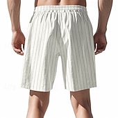 voordelige Klassiek-Voor heren Korte broek Linnen korte broek Zomer korte broeken Strandshorts Trekkoord Zak Elastische taille Gestreept Comfort Ademend Korte Strand Vakantie Feestdagen Hawaii Boho Zwart Marineblauw