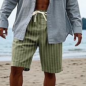 economico Vacanza-Per uomo Shorts Pantaloncini Estivi Pantaloncini casual Tasca Coulisse Elastico in vita A righe Comodità Indossabile Lunghezza al ginocchio All&#039;aperto Sport Quotidiano Moda Casual Nero Bianco