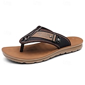 billige Ferietøfler-herre flip-flops i kunstskinn og netting, pustende slip-on-design med polstret såle, ideell for sommerstrand ved bassengkanten og avslappede helger
