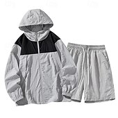 abordables Chándales-Hombre Tracksuit Conjunto deportivo 2 Piezas Deportivo Manga Larga Protección Solar Transpirable Secado rápido Ropa de deporte Ropa de Deporte Bloque de color Rosa Azul Morado