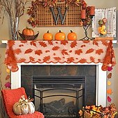 ieftine Halloween Kithen-decor de Ziua Recunoștinței alergător de masă de toamnă eșarfă cu șemineu decorațiuni de Ziua Recunoștinței frunze de arțar alergător de masă cu dovleac decor de toamnă pentru Ziua Recunoștinței