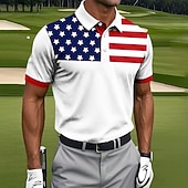  4 de julho de 2026 250º Masculino American US Flag Pólo Manga Curta Camisas polo Aberto para a Lateral Casual Casual / Diário Festival Botões Verão Rubi Vermelho