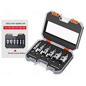 economico set di punte da trapano-Kit di 5 seghe a tazza TCT con punta in carburo di tungsteno e punta pilota in titanio per metallo, acciaio inossidabile, ferro, legno, plastica