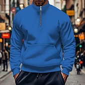 economico Felpe di base-Per uomo Felpa con cappuccio e zip Felpa Polo Felpa con zip Nero Bianco Blu Cachi Grigio Mezza zip Semplice Con zip Tasca Zip a un quarto Sport &amp; Outdoor Casuale Quotidiano Streetwear Cool