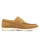 cheap Casual-Men&#039;s Beige Faux Suede Boat Shoes with Lace-Up Design – Comfortable Casual Footwear for Weekend, Vacation &amp; Daily Use