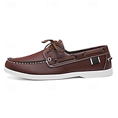 economico Casuale-scarpe da barca da uomo bicolore nere e bianche con design classico allacciato, comode ed eleganti, ideali per gite in spiaggia, abbigliamento casual ed eventi estivi