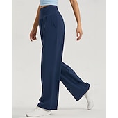 preiswerte Yogahosen &amp; Pumphosen-Damen Fitnesshose Pilates-Hosen Yogahose Mit Taschen Leicht Hohe Taille Fitnessstudio Pilates Zumba Unterteile Einfarbig Schwarz Weiß Dunkelmarine Herbst Sport Sportkleidung Mikroelastisch Lässiger