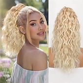 economico Code-Extension per coda di cavallo con clip a artiglio, code di cavallo ondulate da 18 pollici, extension per capelli a strati, soffici, con clip per donne, posticci sintetici, nero ombré, biondo misto.