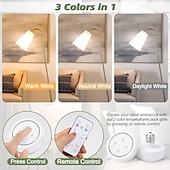 cheap Cabinet Light-Battery Operated Light Bulbs Sets of 2 LED Puck Lights with Remote Control AA Battery Bulb Dimmable E26 Screw in Type for Non Electric Pendant Light and Wall Sconce