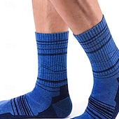 cheap Sports &amp; Outdoor Accessories-1 Pair Men's merino wool socks Hiking Socks Running Socks Sports Socks Thermal Warm Breathable Anti Blister Thick Winter Outdoor mid crew Patchwork Merino Wool Black Yellow Cream for Ski / Snowboard