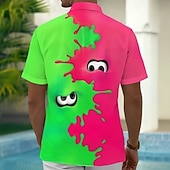 economico Modello 3D-Per uomo Cartoni animati Divertente Grandi occhi Camicia Camicia Estiva Camicia con Bottoni Manica Corta Moda Casual All'aperto Vacanza Ferie Estate Primavera Collo ripiegato Stampa 3D camicie con