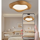 baratos Luzes de teto reguláveis-Luminária de teto moderna de meados do século para quarto principal, com textura de madeira retrô nipo-americana