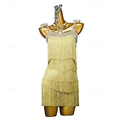 abordables Tenues de danse latine-Danse salsa latine Robe Cristal / Strass Gland Couleur unie Femmes Performance Sans manches Spandex