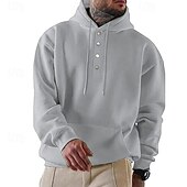economico felpe con cappuccio da uomo di base-Per uomo Felpa con cappuccio Felpa con cappuccio abbottonata Aalbicocca Rosso bordeaux Nero Verde chiaro Verde militare Con Cappuccio Semplice Tasca Frontale Sport &amp; Outdoor Casuale Quotidiano