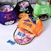 cheap Halloween Hanging &amp; Tabletop Decorations-Halloween Treat Bag for Kids, Trick or Treat Candy Tote Bag, Gift Basket with Pumpkin Ghost Witch Design, Non-Woven Halloween Party Favor Bag