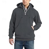 economico felpe con cappuccio da uomo di base-Per uomo Felpa con cappuccio e zip Felpa con cappuccio Felpa con zip Nero Vino Blu marino Blu Verde scuro Con Cappuccio Semplice Con zip Tasca Frontale Zip a un quarto Sport &amp; Outdoor Casuale