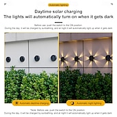 economico Applique per esterni-1 lampada da parete solare impermeabile per esterni con 5 fasci LED, illuminazione per cortile, giardino, recinzione, balcone, scala